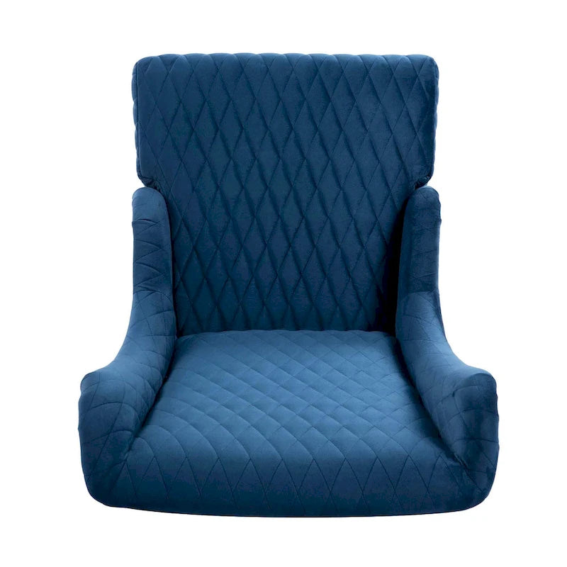 Fauteuil d'appoint en velours capitonné avec haut dossier à oreilles et pieds en bois