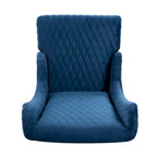 Fauteuil d'appoint en velours capitonné avec haut dossier à oreilles et pieds en bois