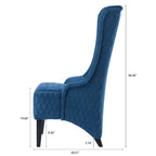 Fauteuil d'appoint en velours capitonné avec haut dossier à oreilles et pieds en bois