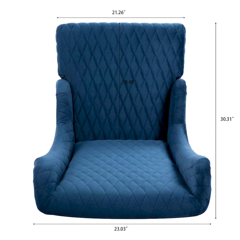 Fauteuil d'appoint en velours capitonné avec haut dossier à oreilles et pieds en bois