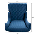 Fauteuil d'appoint en velours capitonné avec haut dossier à oreilles et pieds en bois