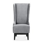 Fauteuil d'appoint en velours capitonné avec haut dossier à oreilles et pieds en bois
