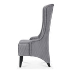 Fauteuil d'appoint en velours capitonné avec haut dossier à oreilles et pieds en bois