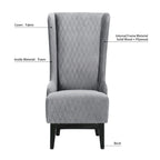 Fauteuil d'appoint en velours capitonné avec haut dossier à oreilles et pieds en bois