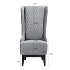 Fauteuil d'appoint en velours capitonné avec haut dossier à oreilles et pieds en bois