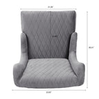 Fauteuil d'appoint en velours capitonné avec haut dossier à oreilles et pieds en bois