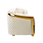 Canapé de luxe Chesterfield en velours de 84 pouces avec garniture dorée