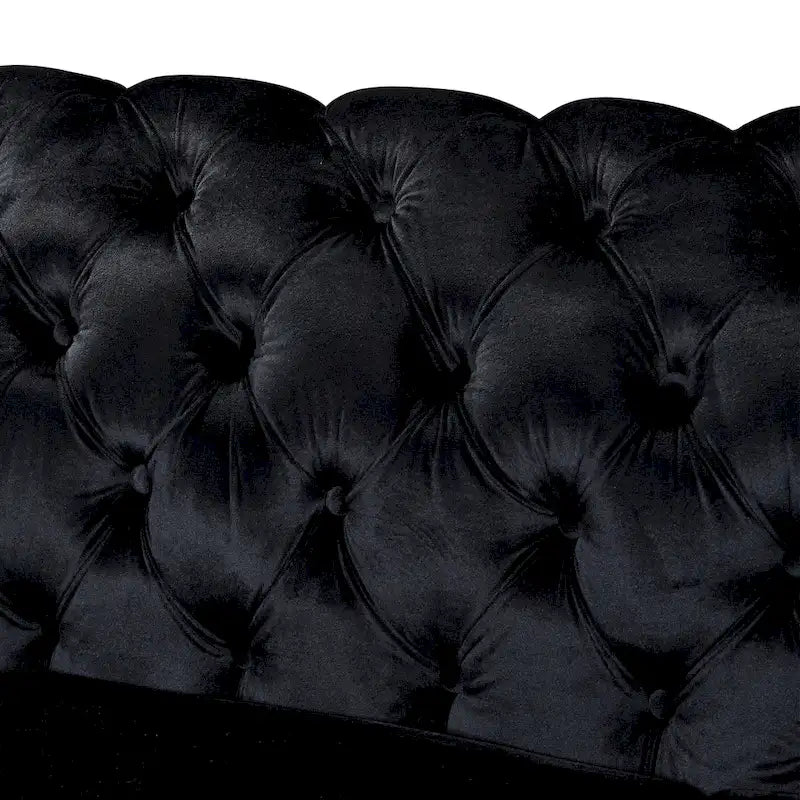 Canapé de luxe Chesterfield en velours de 84 pouces avec garniture dorée