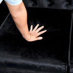 Canapé de luxe Chesterfield en velours de 84 pouces avec garniture dorée