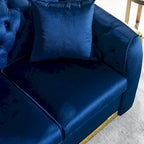 Canapé de luxe Chesterfield en velours de 84 pouces avec garniture dorée