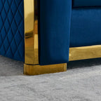 Canapé de luxe Chesterfield en velours de 84 pouces avec garniture dorée