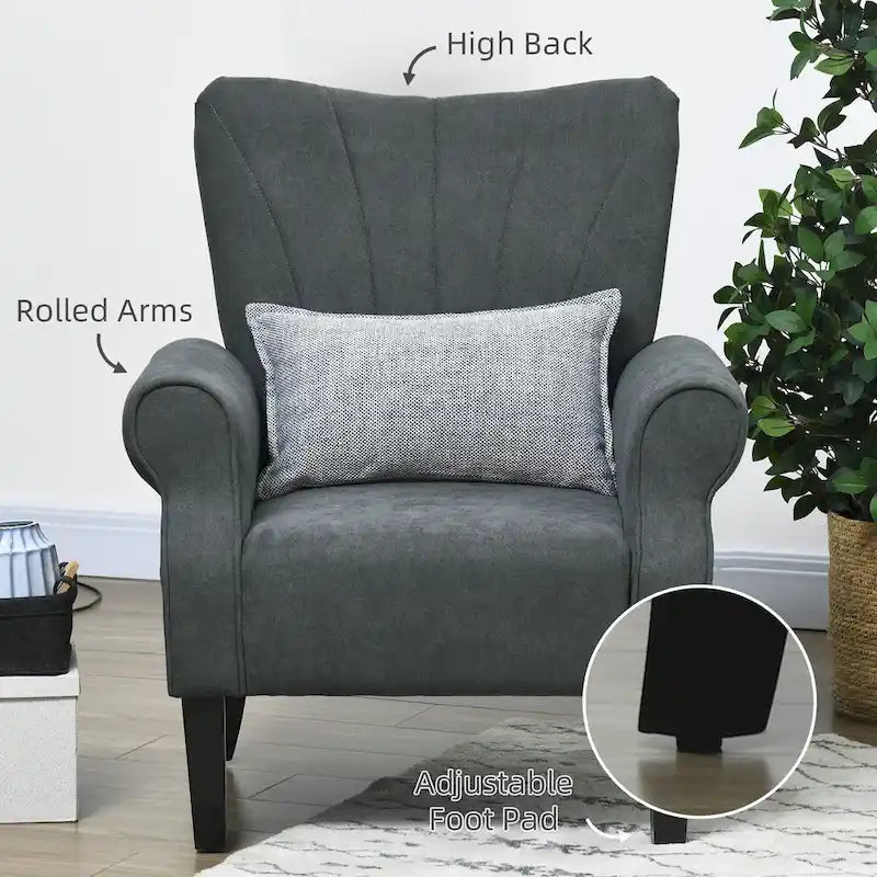 Fauteuil rembourré moderne de 31,5 pouces avec pieds en bois massif