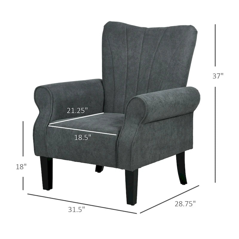 Fauteuil rembourré moderne de 31,5 pouces avec pieds en bois massif