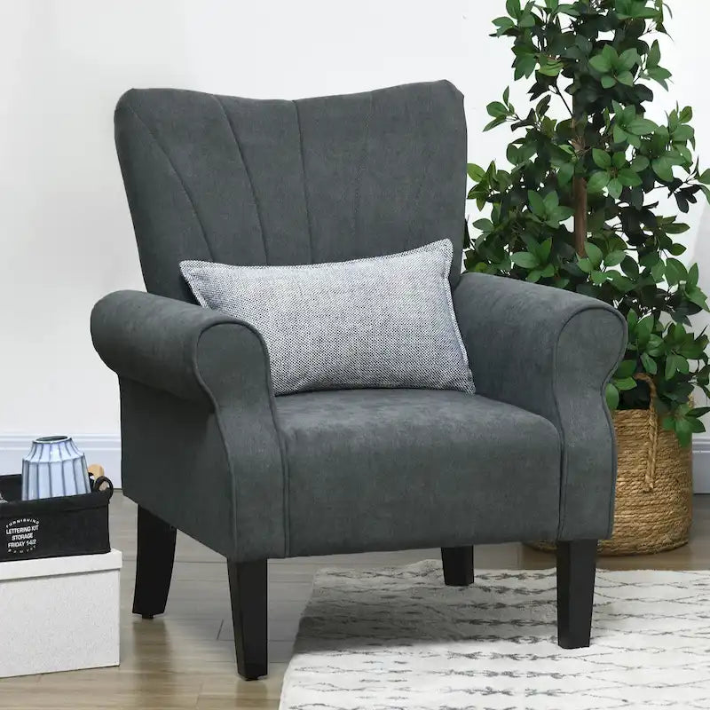 Fauteuil rembourré moderne de 31,5 pouces avec pieds en bois massif
