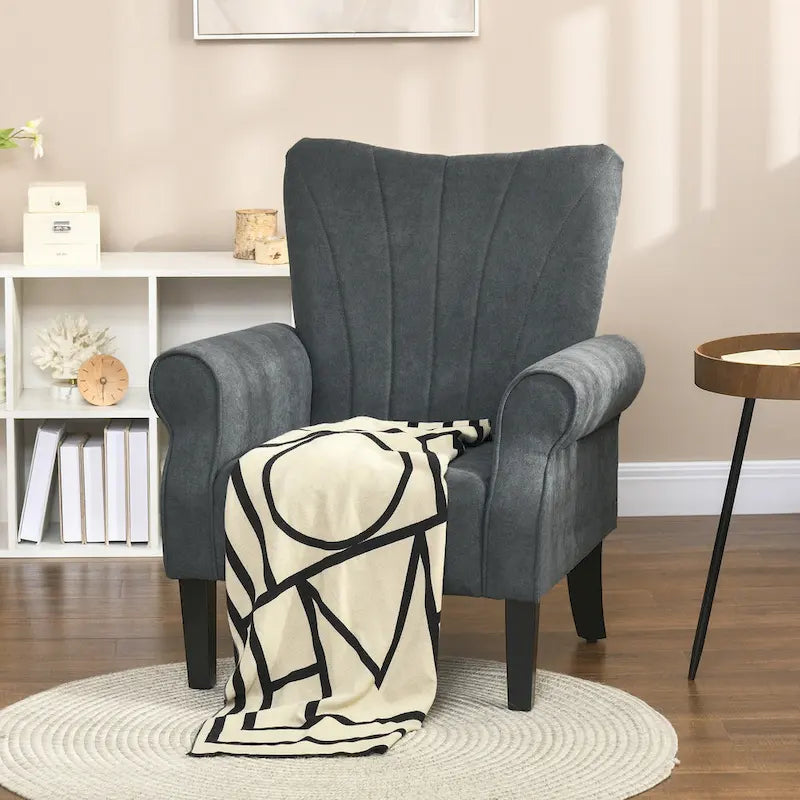 Fauteuil rembourré moderne de 31,5 pouces avec pieds en bois massif