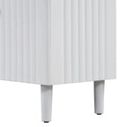 Bahut à Quatre Portes Élégant avec Portes à Motif Ondulé, Pieds Cylindriques et Poignées Métalliques Épurées, Réglable, pour Salon