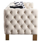 84,25 Canapé 3 places en velours avec capitonnage, pieds en métal doré, ressorts ensachés et coussin en mousse, capacité de 317 kg