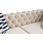 84,25 Canapé 3 places en velours avec capitonnage, pieds en métal doré, ressorts ensachés et coussin en mousse, capacité de 317 kg