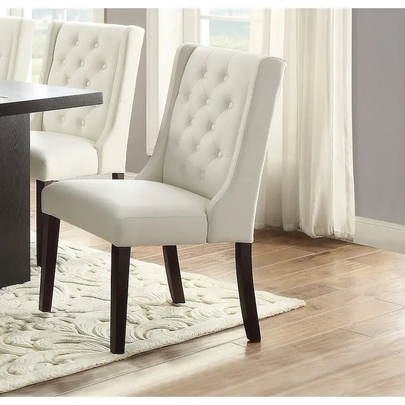Lot de 2 chaises de salle à manger modernes avec dossier capitonné en cuir, assise rembourrée en mousse, pieds en bois massif pour salle à manger et salon