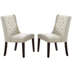 Lot de 2 chaises de salle à manger modernes avec dossier capitonné en cuir, assise rembourrée en mousse, pieds en bois massif pour salle à manger et salon