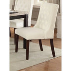 Lot de 2 chaises de salle à manger modernes avec dossier capitonné en cuir, assise rembourrée en mousse, pieds en bois massif pour salle à manger et salon