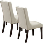 Lot de 2 chaises de salle à manger modernes avec dossier capitonné en cuir, assise rembourrée en mousse, pieds en bois massif pour salle à manger et salon