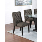 Lot de 2 chaises de salle à manger modernes avec dossier capitonné en cuir, assise rembourrée en mousse, pieds en bois massif pour salle à manger et salon