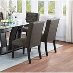 Lot de 2 chaises de salle à manger modernes avec dossier capitonné en cuir, assise rembourrée en mousse, pieds en bois massif pour salle à manger et salon