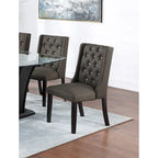 Lot de 2 chaises de salle à manger modernes avec dossier capitonné en cuir, assise rembourrée en mousse, pieds en bois massif pour salle à manger et salon
