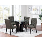 Lot de 2 chaises de salle à manger modernes avec dossier capitonné en cuir, assise rembourrée en mousse, pieds en bois massif pour salle à manger et salon