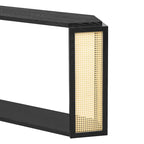 Console étroite avec étagère ouverte, motif flèche, en rotin, pour entrée, salon ou couloir.