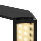 Console étroite avec étagère ouverte, motif flèche, en rotin, pour entrée, salon ou couloir.