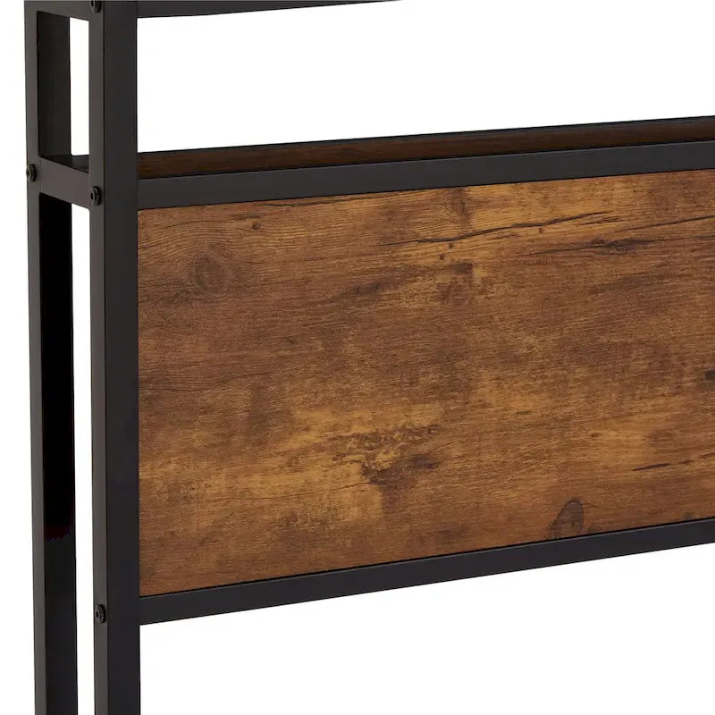 Lit plateforme en métal Queen Size avec lumières LED et tête de lit en bois