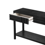 Table console à rayures classiques 51,3 en MDF – Placage frêne et pieds en bois de sapin avec 2 tiroirs