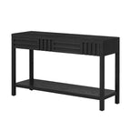 Table console à rayures classiques 51,3 en MDF – Placage frêne et pieds en bois de sapin avec 2 tiroirs