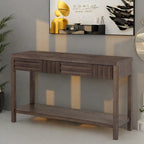 Table console à rayures classiques 51,3 en MDF – Placage frêne et pieds en bois de sapin avec 2 tiroirs