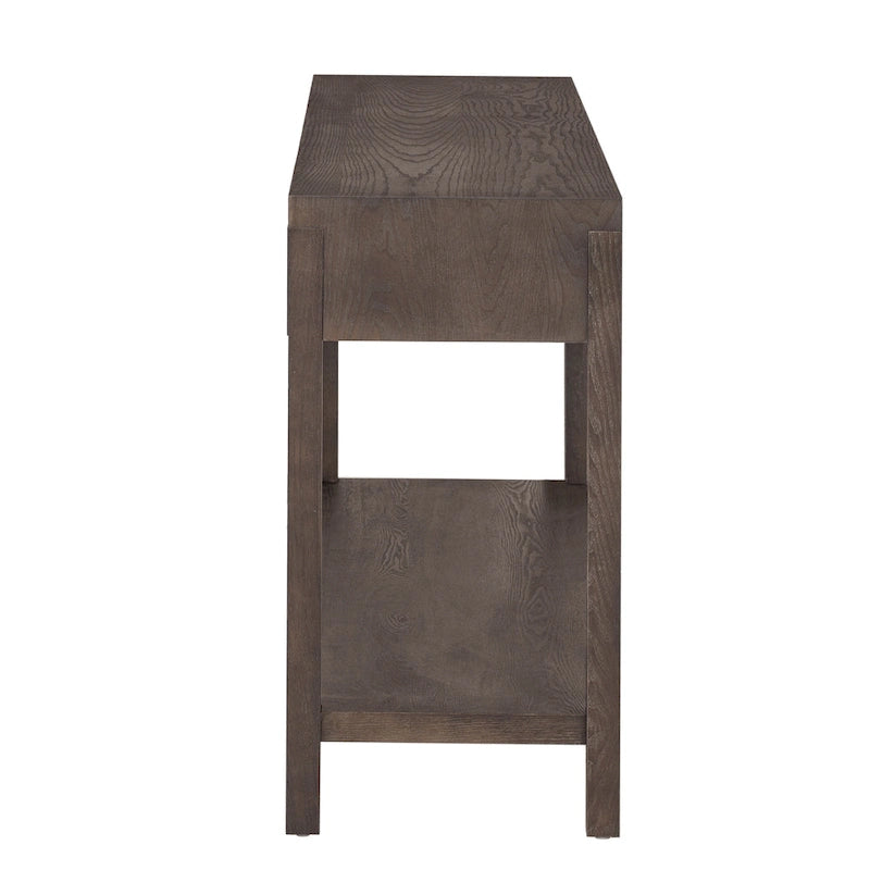 Table console à rayures classiques 51,3 en MDF – Placage frêne et pieds en bois de sapin avec 2 tiroirs
