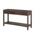 Table console à rayures classiques 51,3 en MDF – Placage frêne et pieds en bois de sapin avec 2 tiroirs