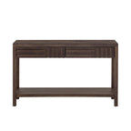 Table console à rayures classiques 51,3 en MDF – Placage frêne et pieds en bois de sapin avec 2 tiroirs