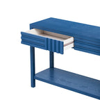 Table console à rayures classiques 51,3 en MDF – Placage frêne et pieds en bois de sapin avec 2 tiroirs