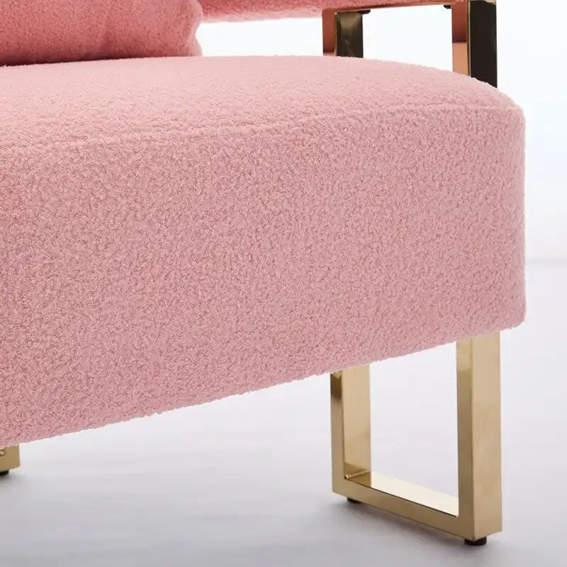 Lot de 2 fauteuils d'appoint rembourrés roses 24.41 avec pieds dorés