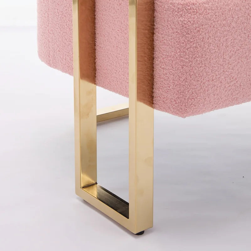 Lot de 2 fauteuils d'appoint rembourrés roses 24.41 avec pieds dorés