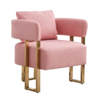 Lot de 2 fauteuils d'appoint rembourrés roses 24.41 avec pieds dorés
