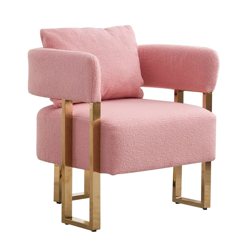 Lot de 2 fauteuils d'appoint rembourrés roses 24.41 avec pieds dorés