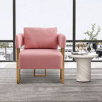 Lot de 2 fauteuils d'appoint rembourrés roses 24.41 avec pieds dorés