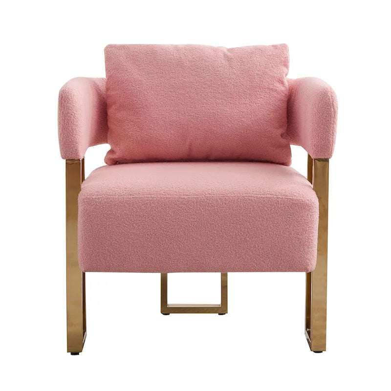 Lot de 2 fauteuils d'appoint rembourrés roses 24.41 avec pieds dorés