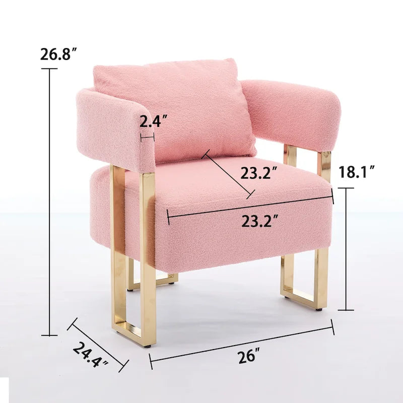Lot de 2 fauteuils d'appoint rembourrés roses 24.41 avec pieds dorés