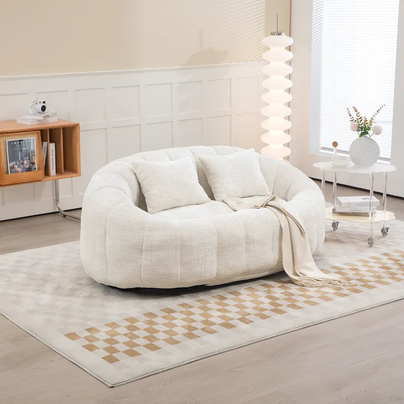 Chaise longue beige en chenille à dossier haut 59,05