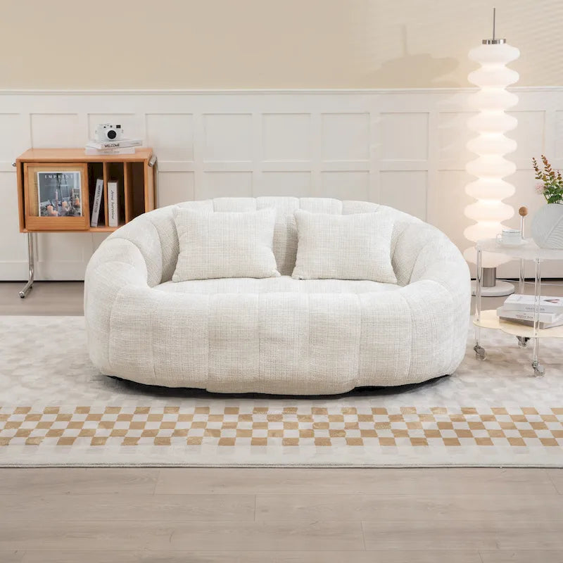 Chaise longue beige en chenille à dossier haut 59,05