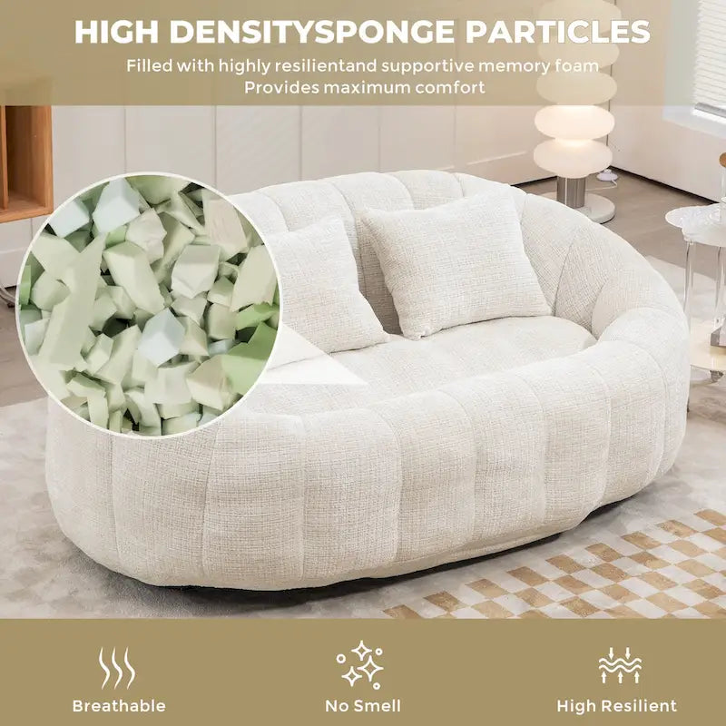 Chaise longue beige en chenille à dossier haut 59,05